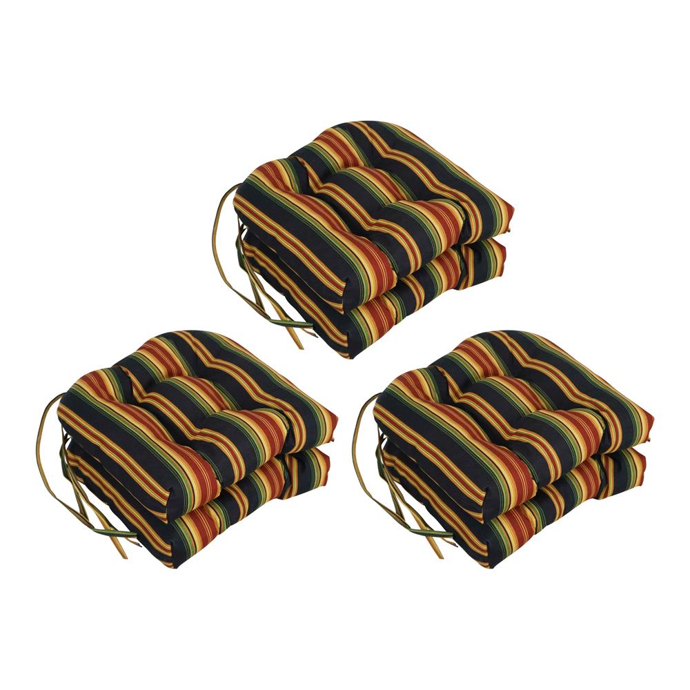 16-inch Spun Polyester Patterned Outdoor U-shaped Tufted Chair Cushion. Picture 1