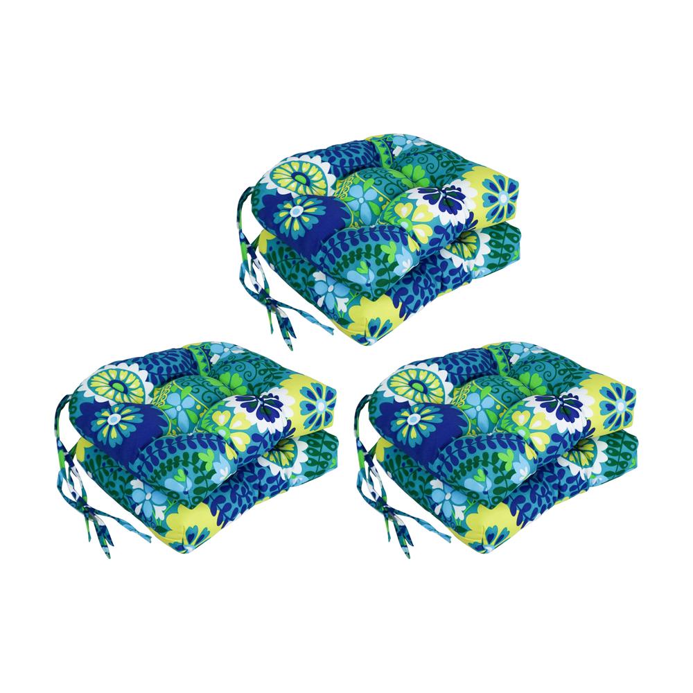 16-inch Spun Polyester Patterned Outdoor U-shaped Tufted Chair Cushion. Picture 1
