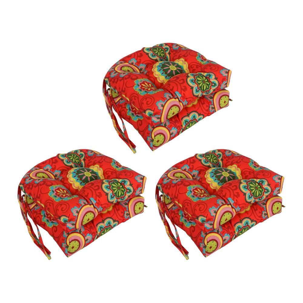 16-inch Spun Polyester Patterned Outdoor U-shaped Tufted Chair Cushion. Picture 1