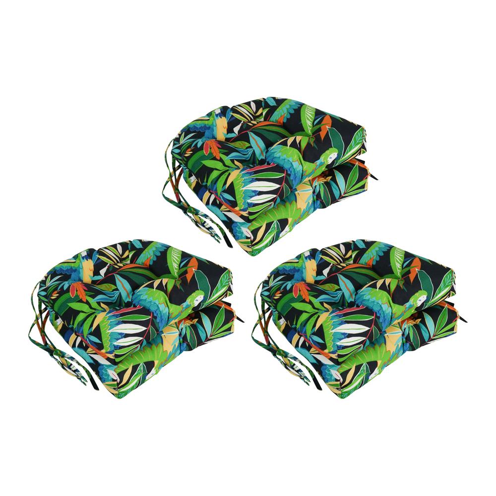 16-inch Spun Polyester Patterned Outdoor U-shaped Tufted Chair Cushion. Picture 1