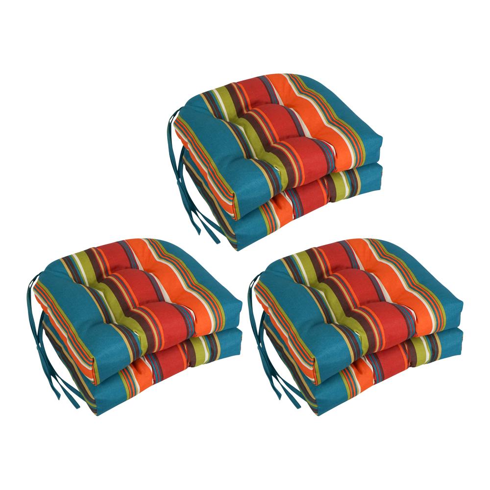 16-inch Spun Polyester Patterned Outdoor U-shaped Tufted Chair Cushion. Picture 1