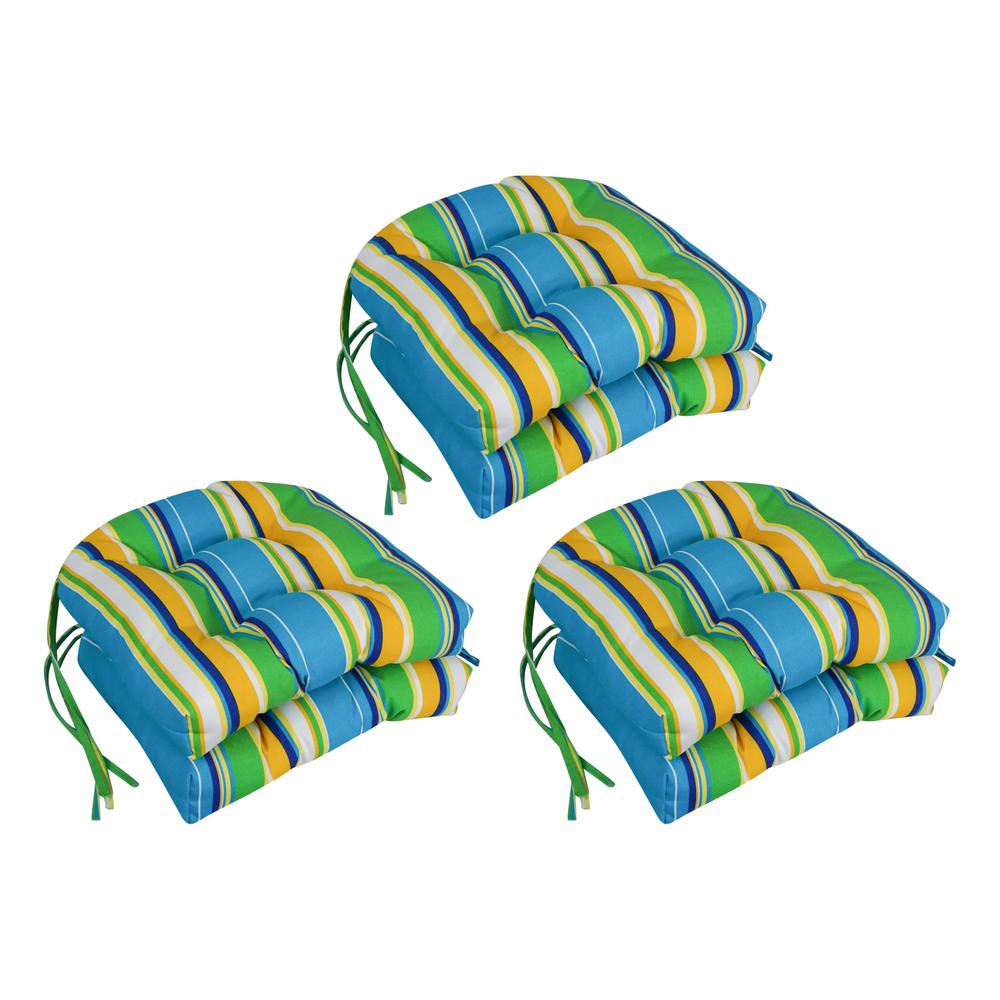 16-inch Spun Polyester Patterned Outdoor U-shaped Tufted Chair Cushion. Picture 1