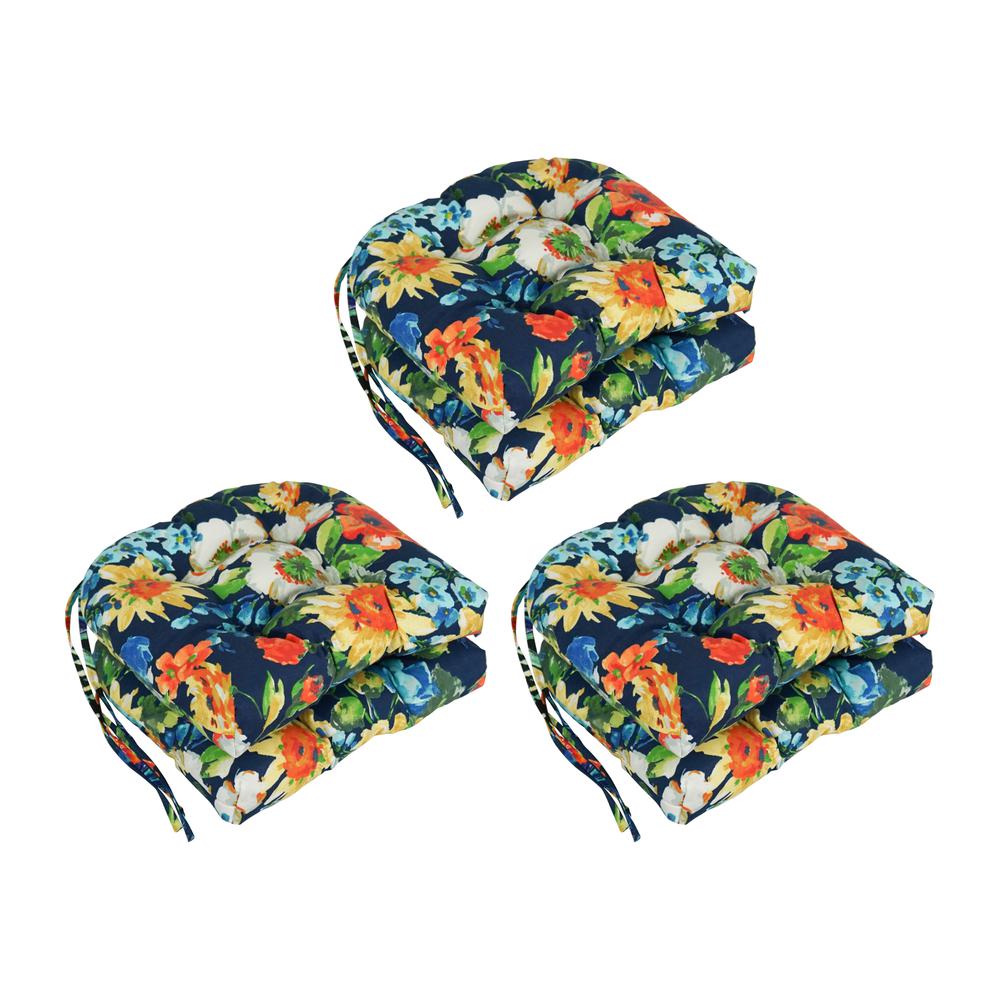16-inch Spun Polyester Patterned Outdoor U-shaped Tufted Chair Cushion. Picture 1