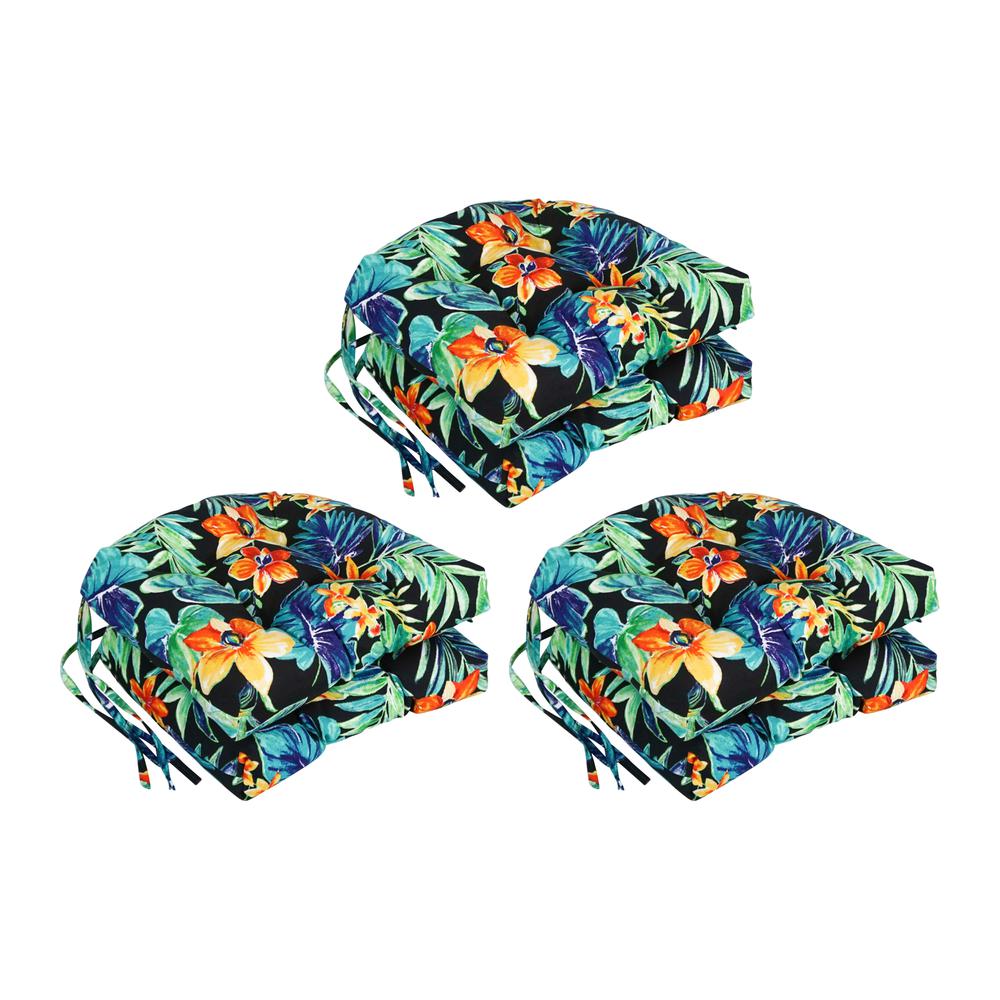 16-inch Spun Polyester Patterned Outdoor U-shaped Tufted Chair Cushion. Picture 1