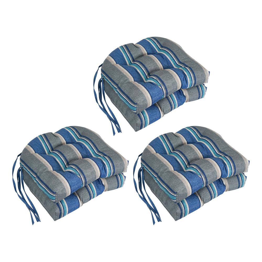16-inch Spun Polyester Patterned Outdoor U-shaped Tufted Chair Cushion. Picture 1