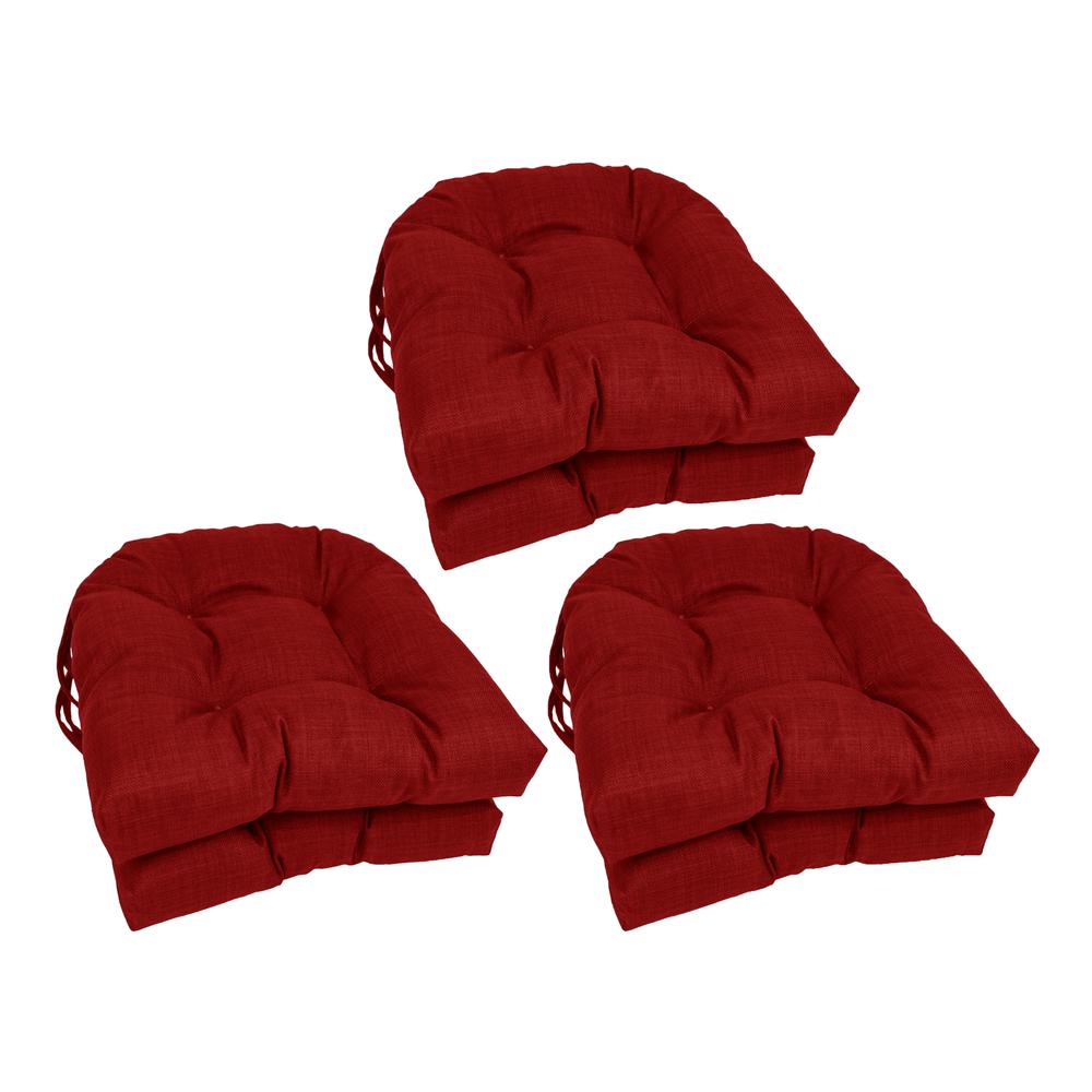 16-inch Spun Polyester Solid Outdoor U-shaped Tufted Chair Cushion. Picture 1