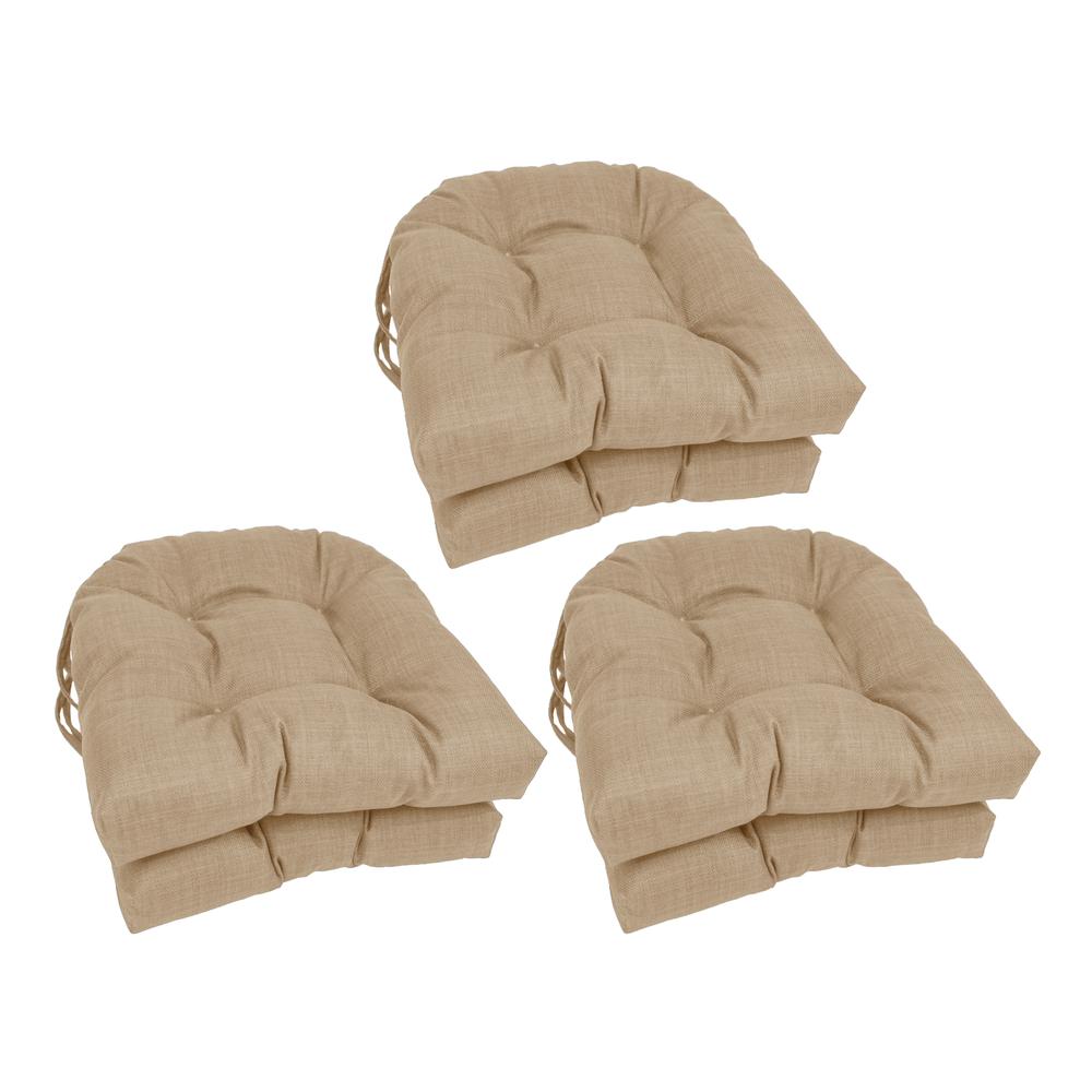 16-inch Spun Polyester Solid Outdoor U-shaped Tufted Chair Cushion. Picture 1