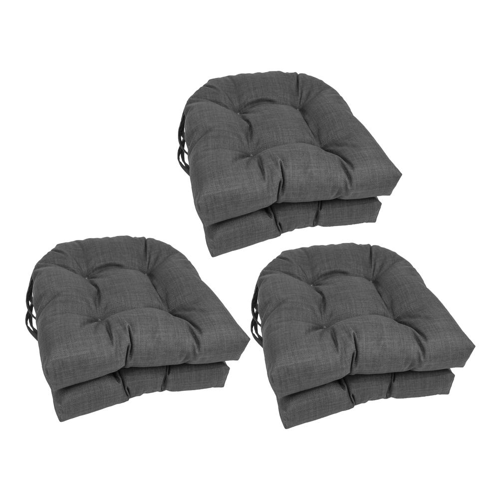 16-inch Spun Polyester Solid Outdoor U-shaped Tufted Chair Cushion. Picture 1