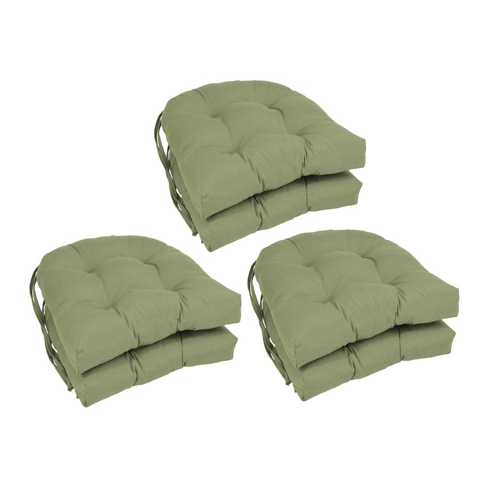16-inch Solid Twill U-shaped Tufted Chair Cushions (Set of 6)  916X16US-T-6CH-TW-SG. Picture 1