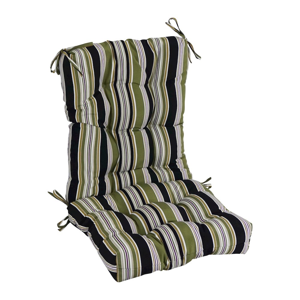18-inch by 38-inch Spun Polyester Patterned Outdoor Tufted Chair Cushion. Picture 1