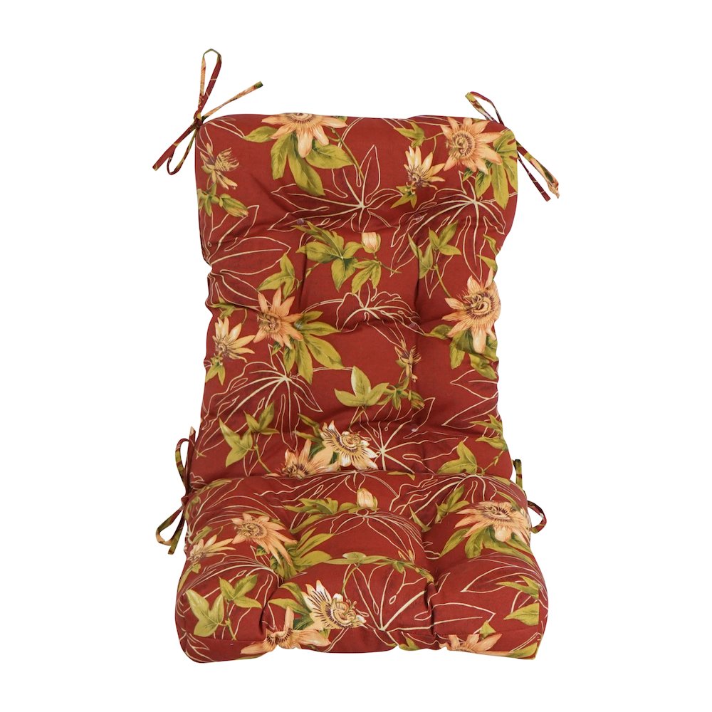 18-inch by 38-inch Spun Polyester Patterned Outdoor Tufted Chair Cushion. Picture 2