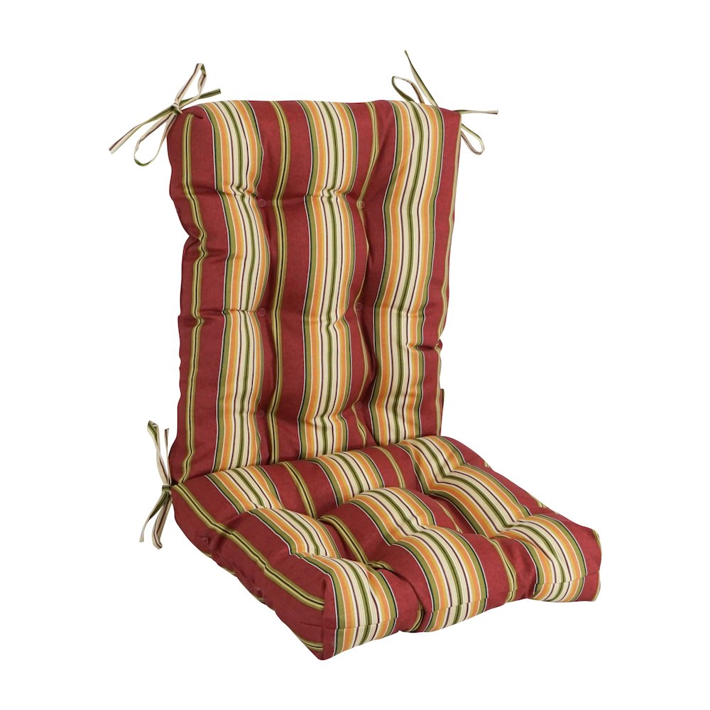 18-inch by 38-inch Spun Polyester Patterned Outdoor Tufted Chair Cushion. Picture 1