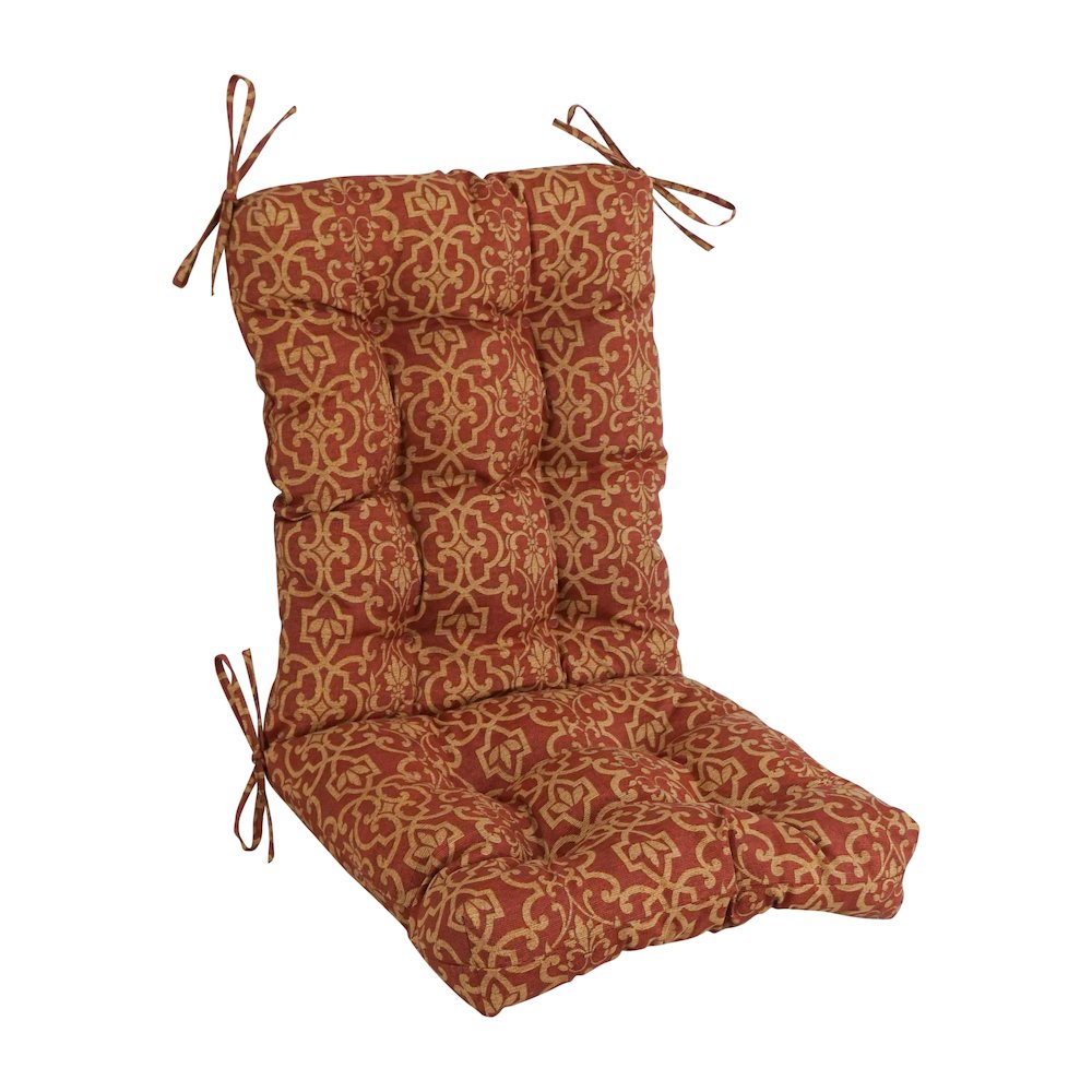 18-inch by 38-inch Spun Polyester Patterned Outdoor Tufted Chair Cushion. Picture 1