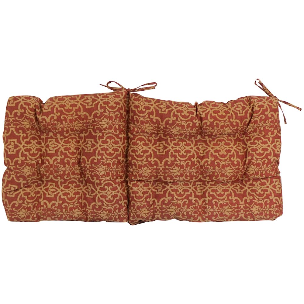 18-inch by 38-inch Spun Polyester Patterned Outdoor Tufted Chair Cushion. Picture 3