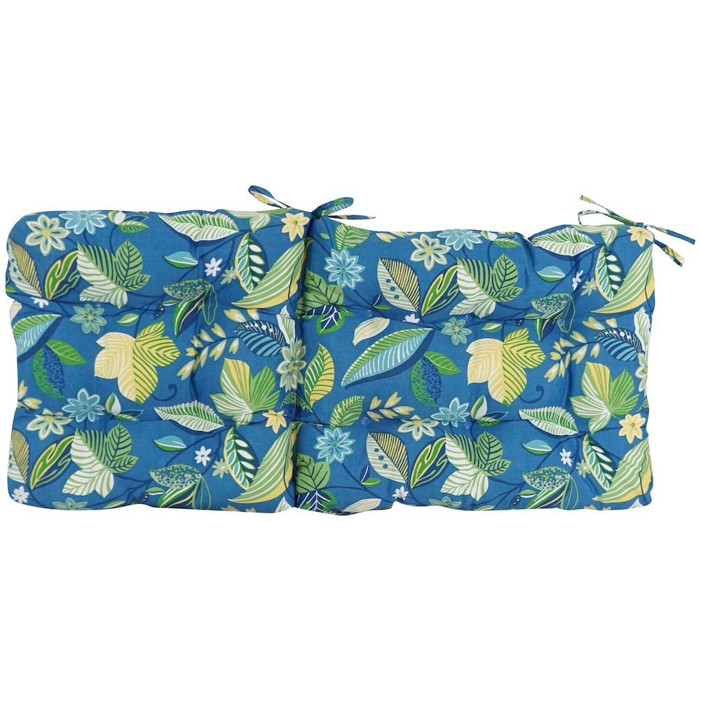 18-inch by 38-inch Spun Polyester Patterned Outdoor Tufted Chair Cushion. Picture 3