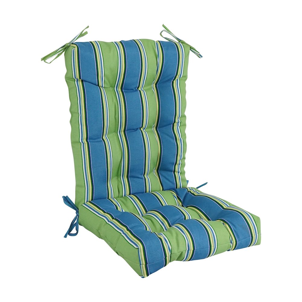 18-inch by 38-inch Spun Polyester Patterned Outdoor Tufted Chair Cushion. Picture 1