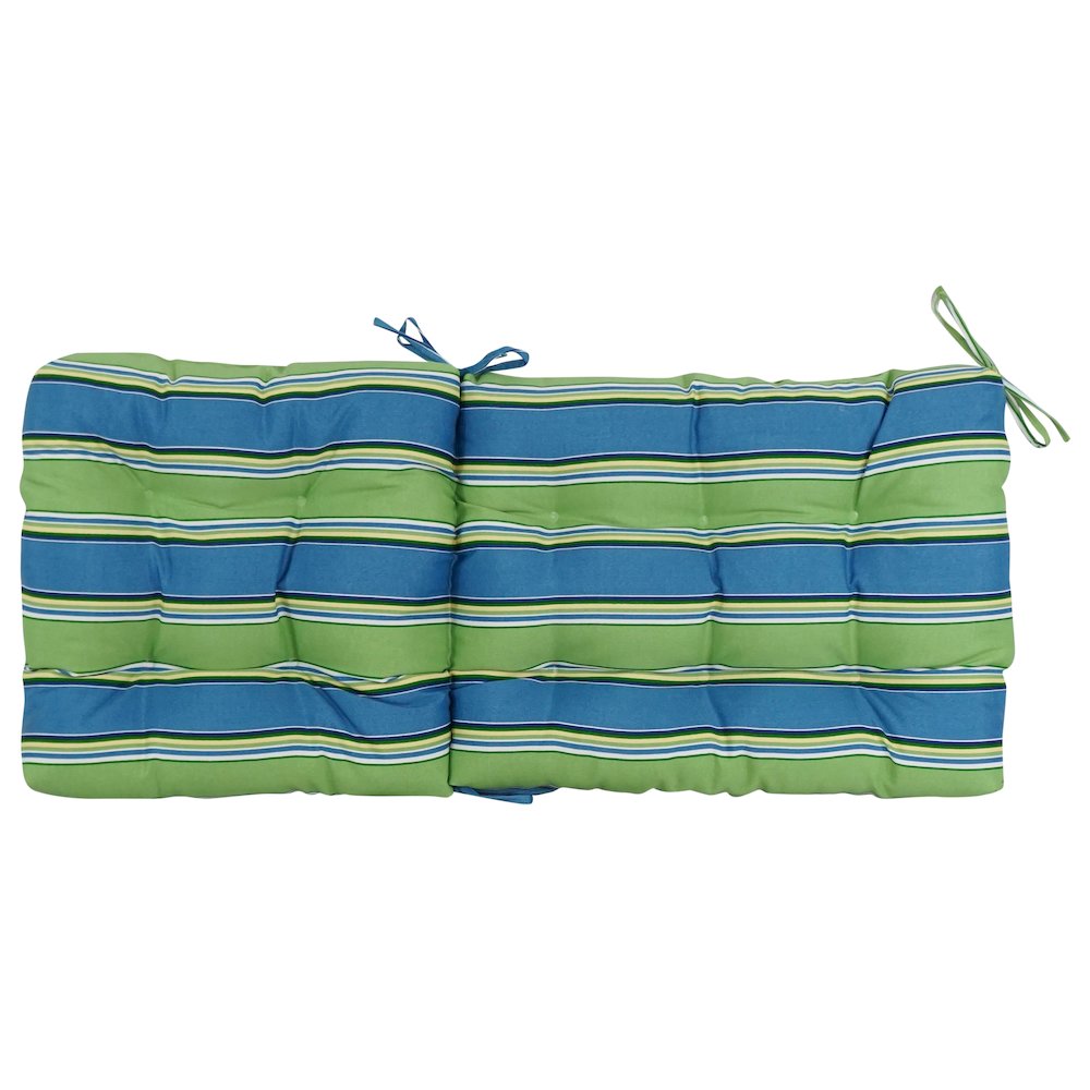 18-inch by 38-inch Spun Polyester Patterned Outdoor Tufted Chair Cushion. Picture 3