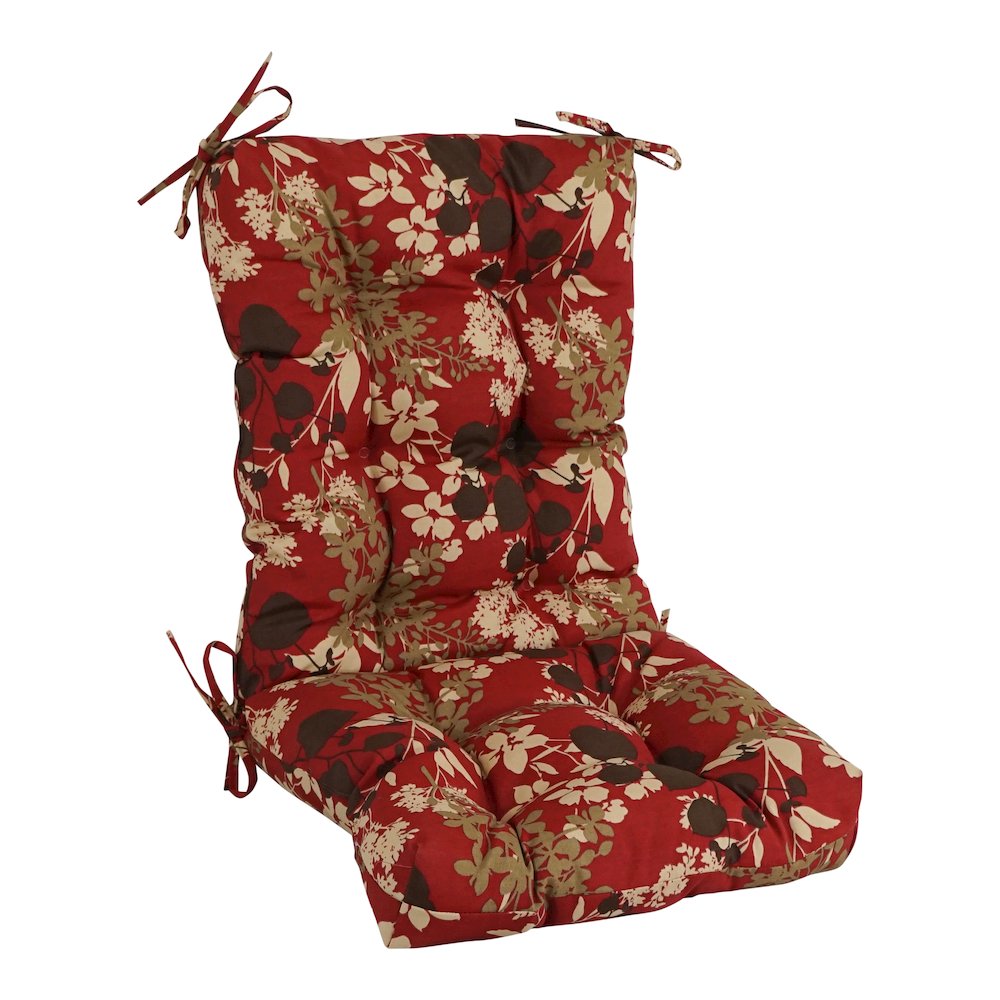 18-inch by 38-inch Spun Polyester Patterned Outdoor Tufted Chair Cushion. Picture 1
