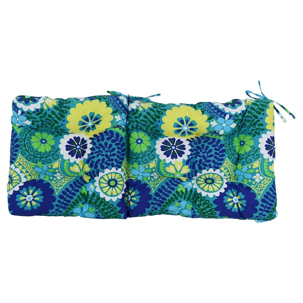18-inch by 38-inch Spun Polyester Patterned Outdoor Tufted Chair Cushion. Picture 3