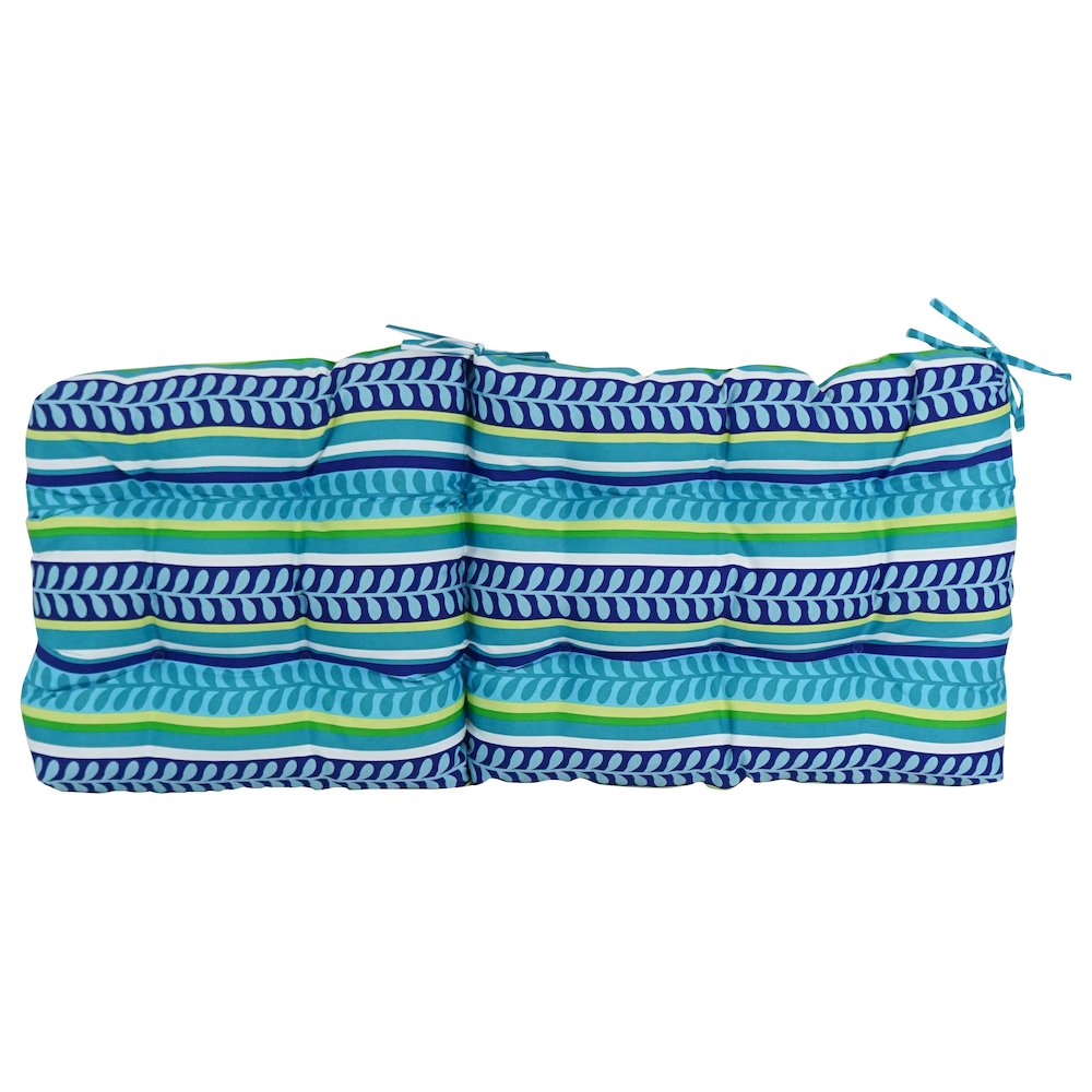 18-inch by 38-inch Spun Polyester Patterned Outdoor Tufted Chair Cushion. Picture 3