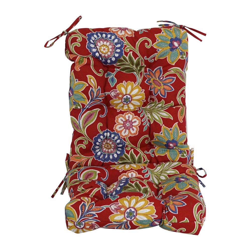 18-inch by 38-inch Spun Polyester Patterned Outdoor Tufted Chair Cushion. Picture 2