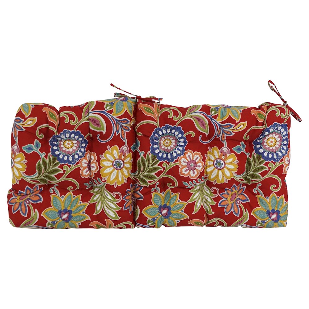 18-inch by 38-inch Spun Polyester Patterned Outdoor Tufted Chair Cushion. Picture 3