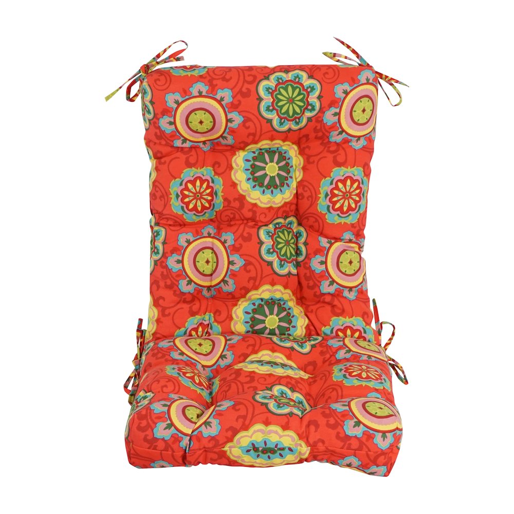 18-inch by 38-inch Spun Polyester Patterned Outdoor Tufted Chair Cushion. Picture 2