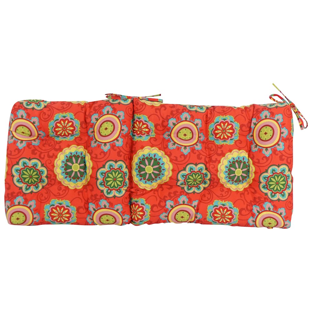18-inch by 38-inch Spun Polyester Patterned Outdoor Tufted Chair Cushion. Picture 3