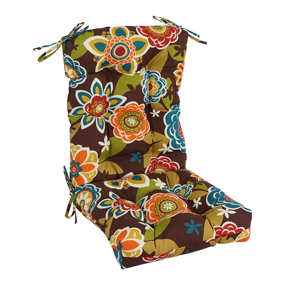 18-inch by 38-inch Spun Polyester Patterned Outdoor Tufted Chair Cushion. Picture 1