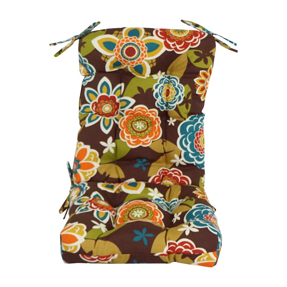 18-inch by 38-inch Spun Polyester Patterned Outdoor Tufted Chair Cushion. Picture 2