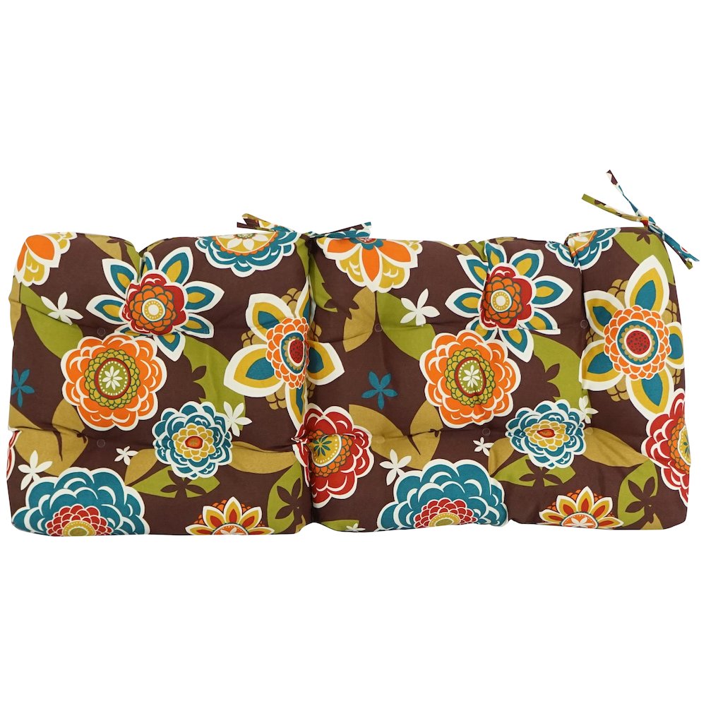 18-inch by 38-inch Spun Polyester Patterned Outdoor Tufted Chair Cushion. Picture 3