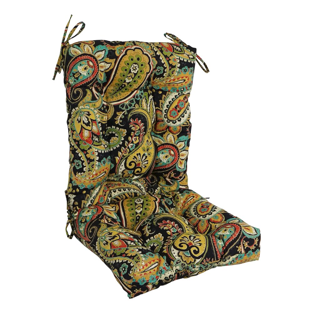 18-inch by 38-inch Spun Polyester Patterned Outdoor Tufted Chair Cushion. Picture 1