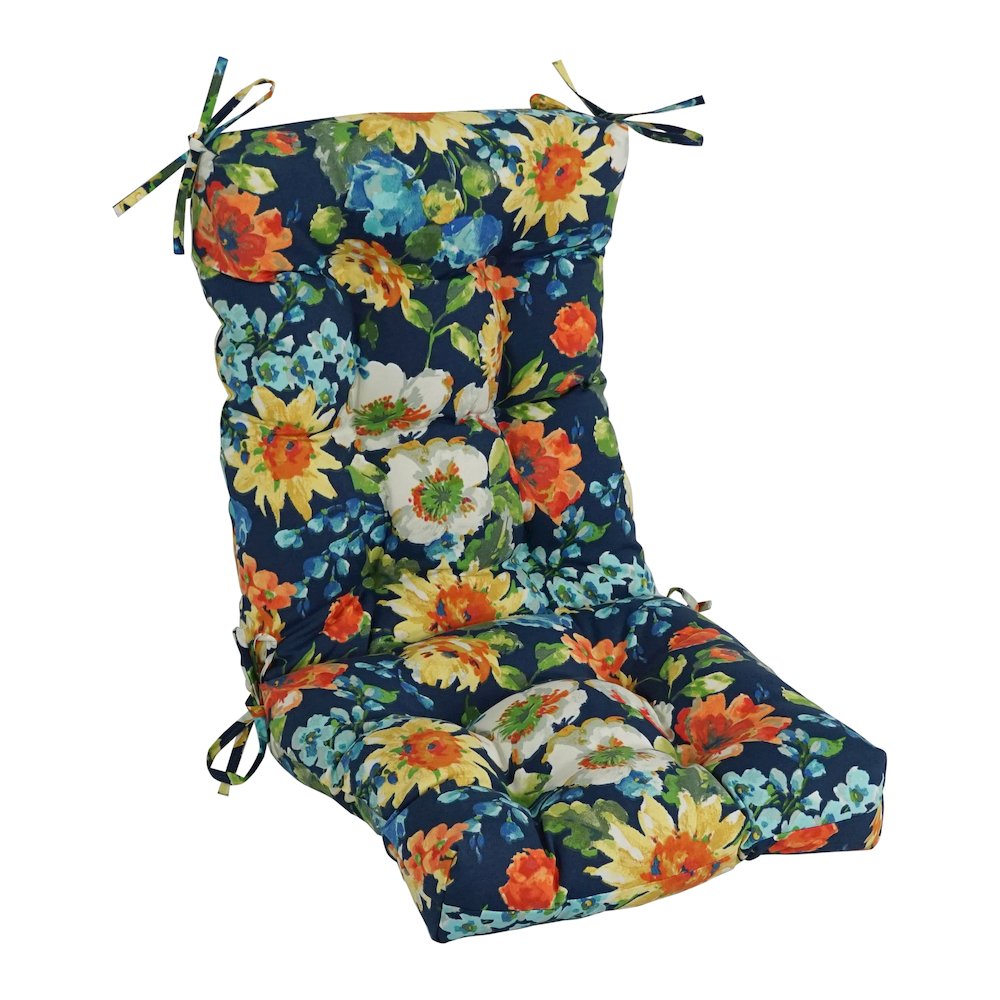 18-inch by 38-inch Spun Polyester Patterned Outdoor Tufted Chair Cushion. Picture 1