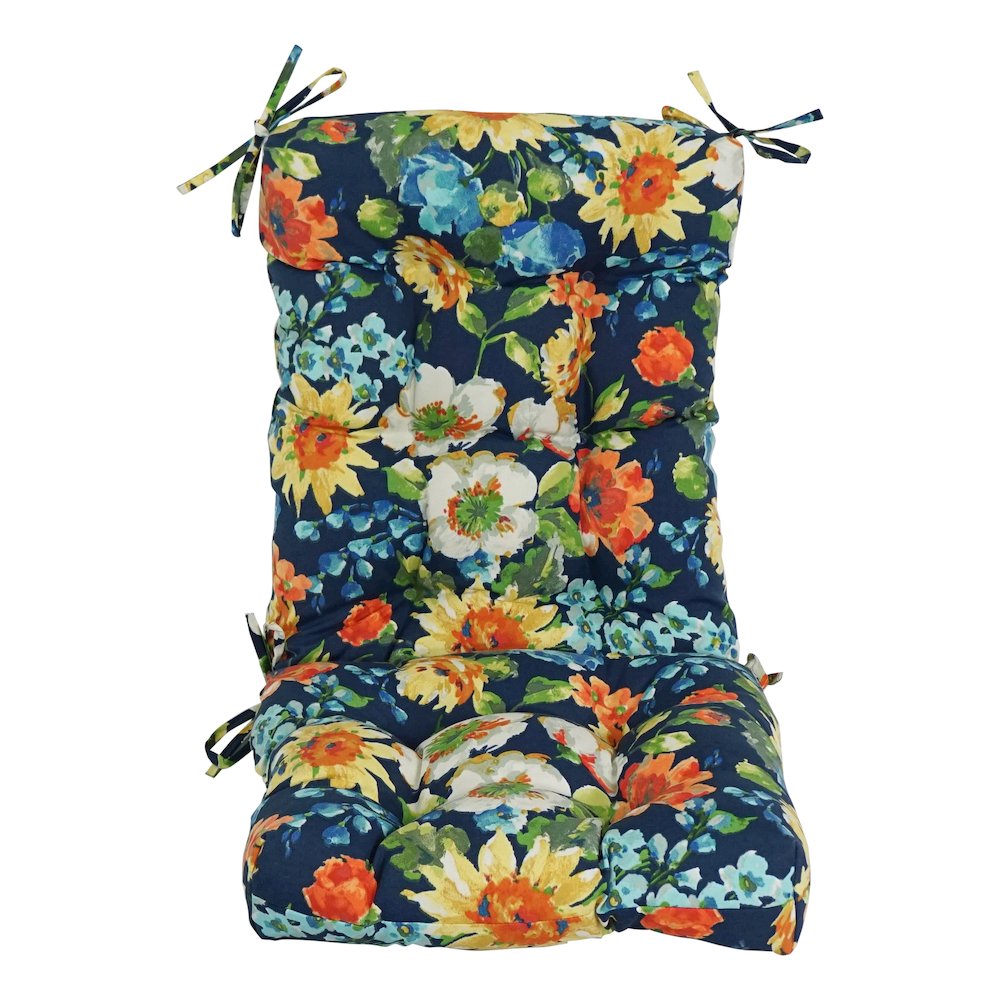 18-inch by 38-inch Spun Polyester Patterned Outdoor Tufted Chair Cushion. Picture 2