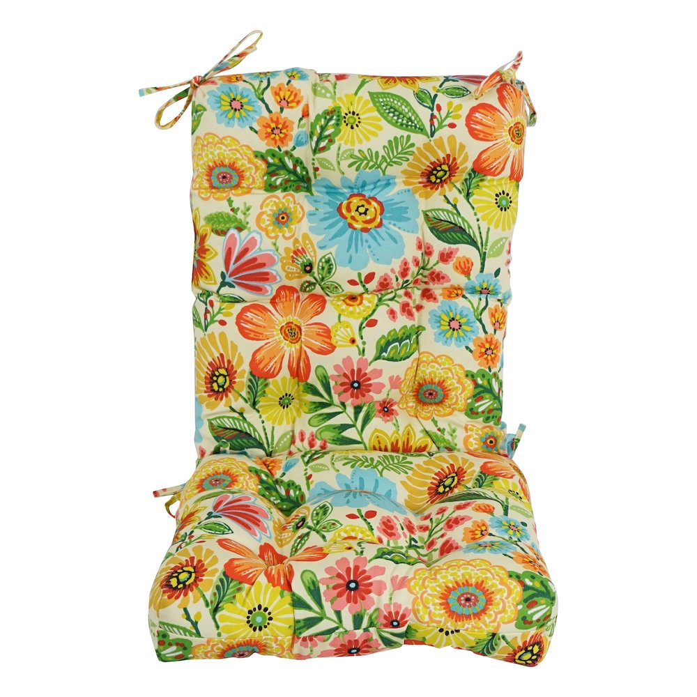 18-inch by 38-inch Spun Polyester Patterned Outdoor Tufted Chair Cushion. Picture 2