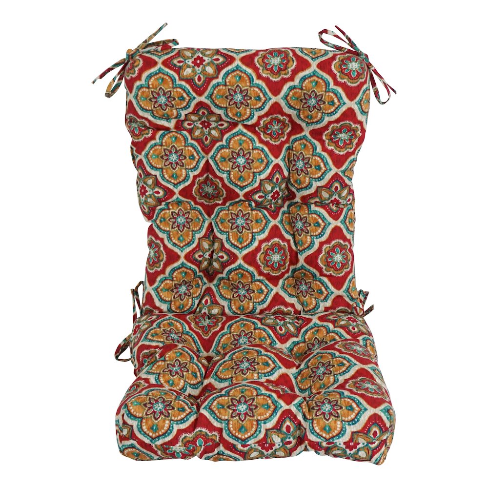 18-inch by 38-inch Spun Polyester Patterned Outdoor Tufted Chair Cushion. Picture 2