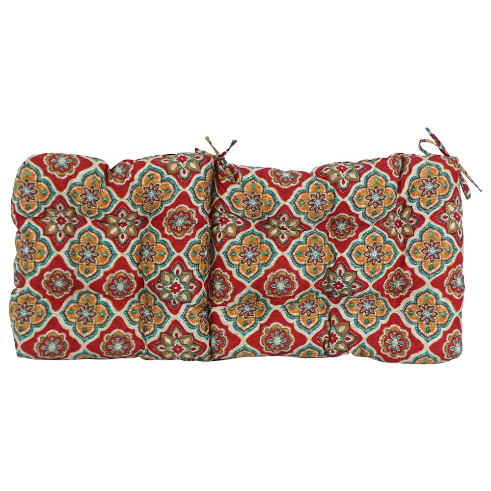 18-inch by 38-inch Spun Polyester Patterned Outdoor Tufted Chair Cushion. Picture 3