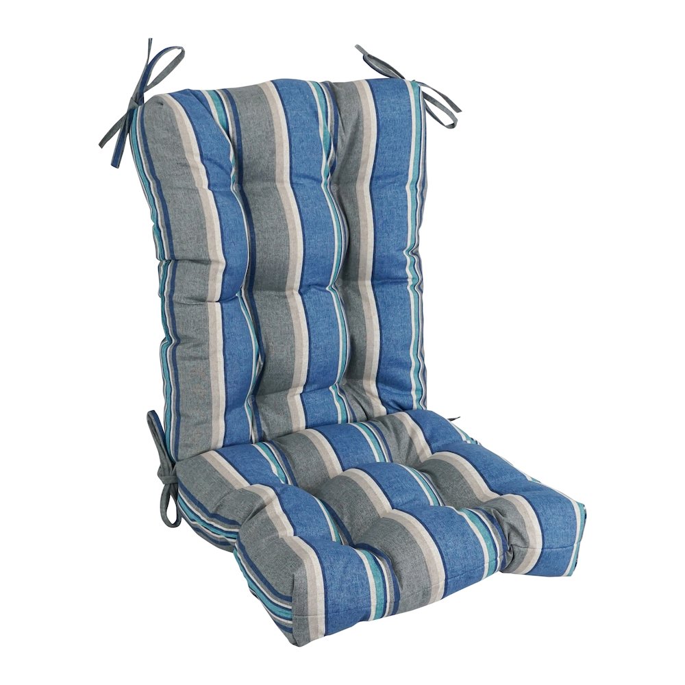 18-inch by 38-inch Spun Polyester Patterned Outdoor Tufted Chair Cushion. Picture 1