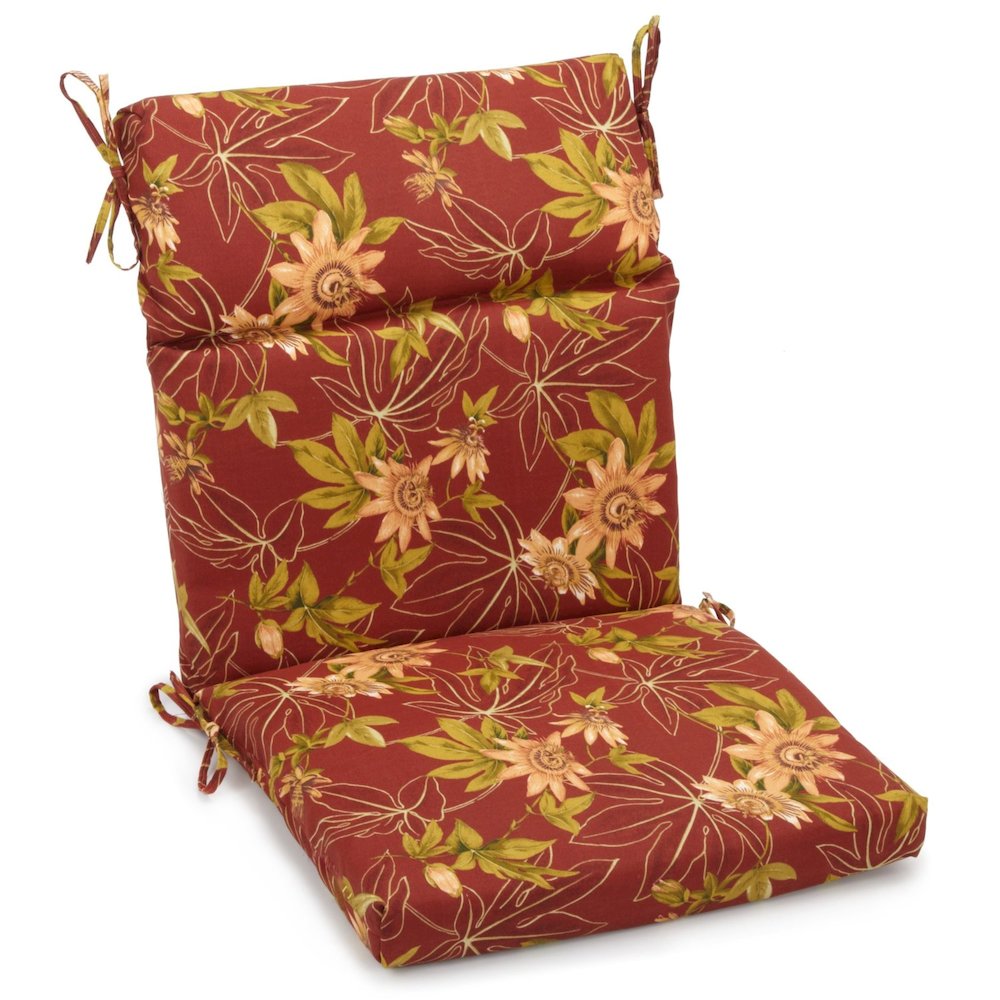 18-inch by 38-inch Spun Polyester Patterned Outdoor Squared Chair Cushion. Picture 1