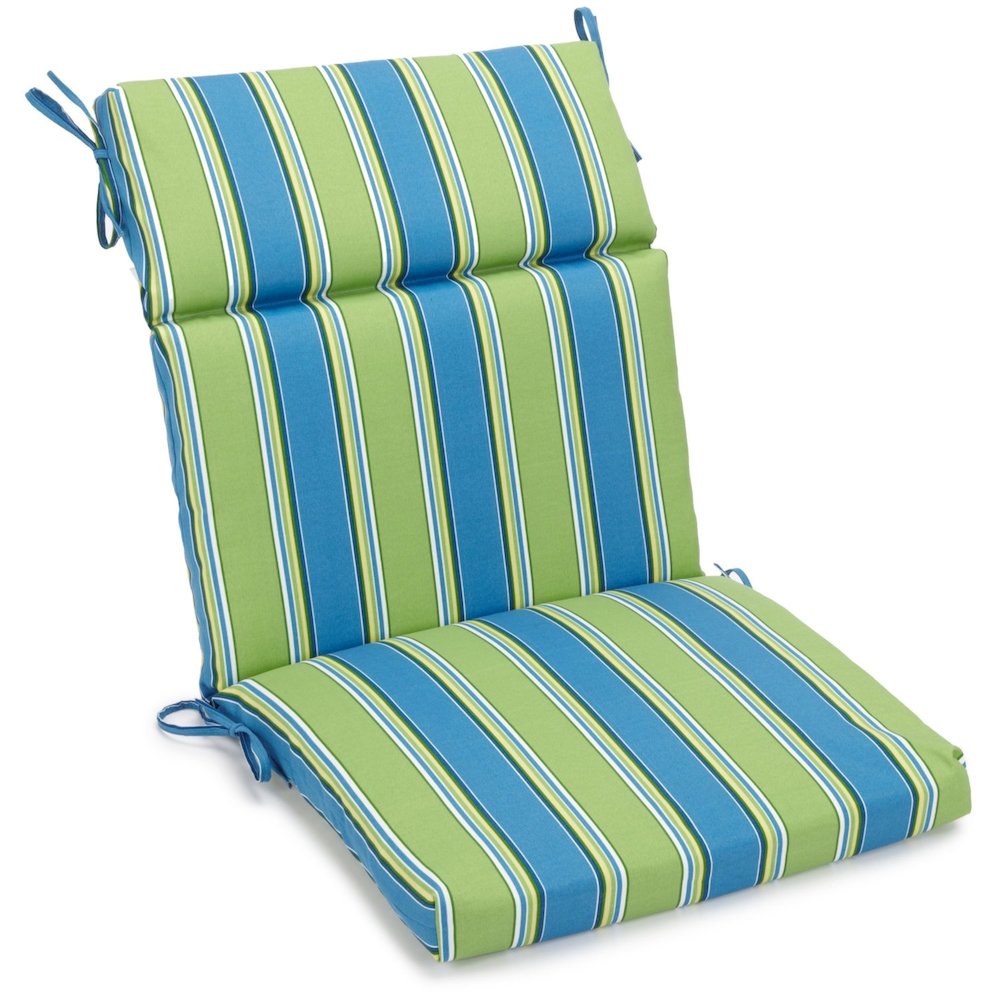 18-inch by 38-inch Spun Polyester Patterned Outdoor Squared Chair Cushion. Picture 1