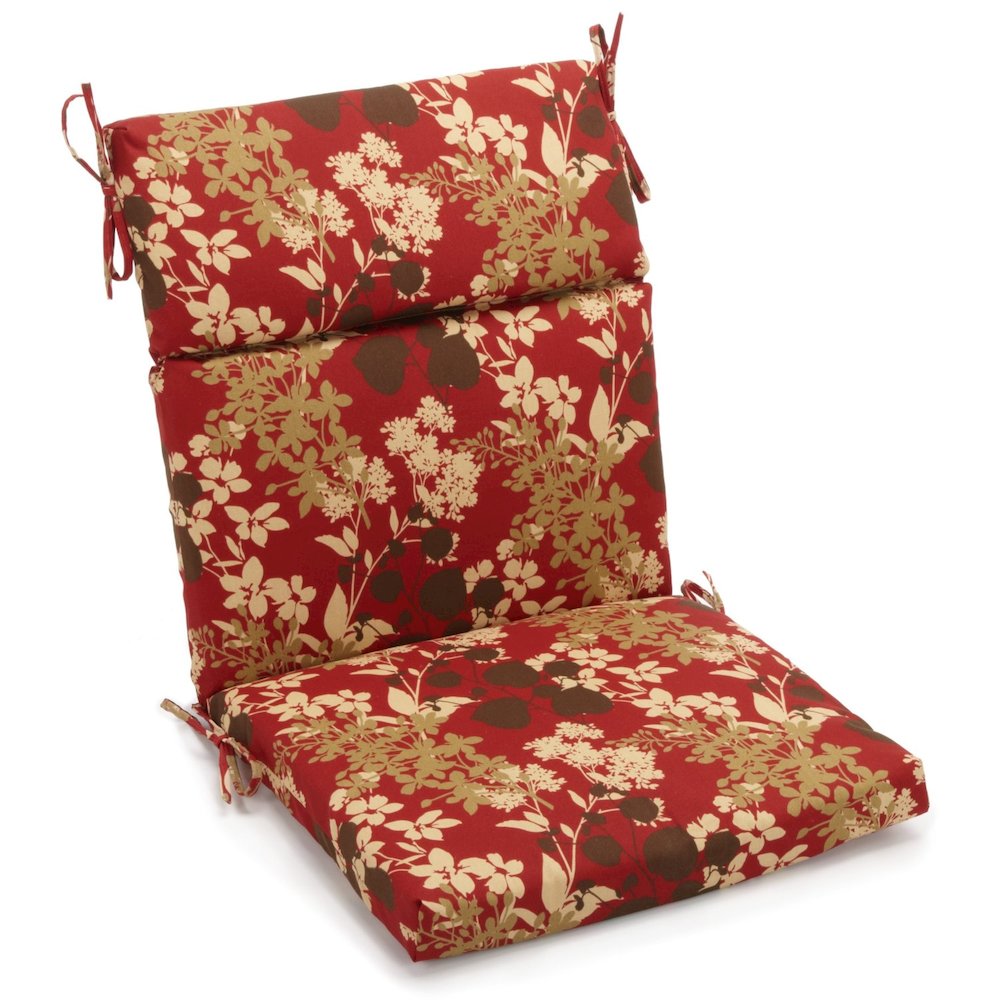 18-inch by 38-inch Spun Polyester Patterned Outdoor Squared Chair Cushion. Picture 1