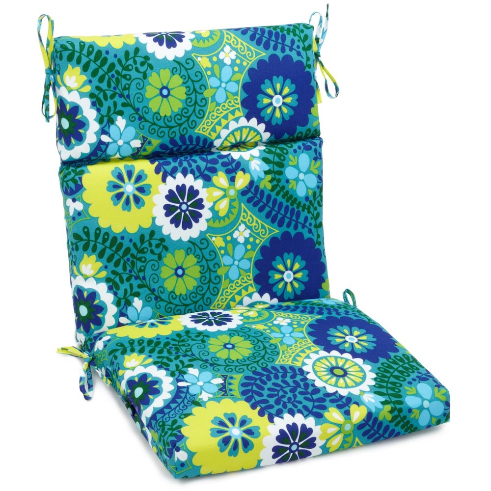 18-inch by 38-inch Spun Polyester Patterned Outdoor Squared Chair Cushion. Picture 1