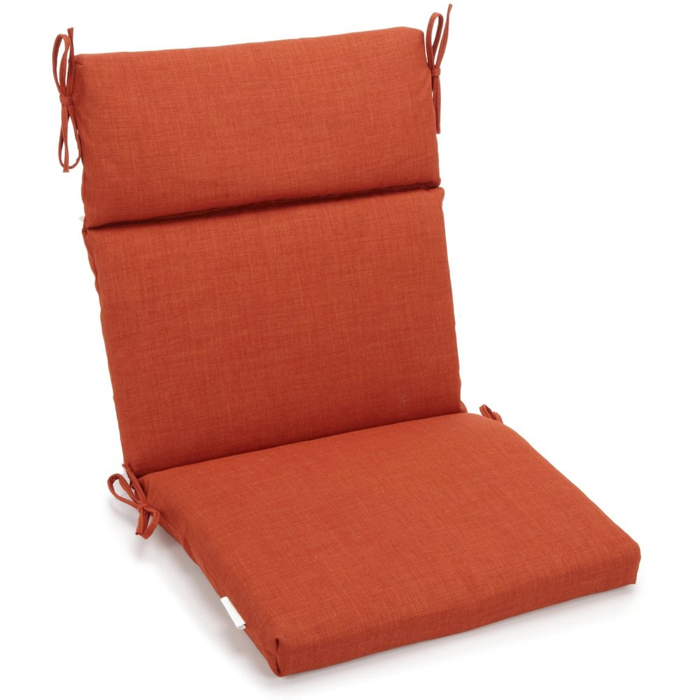 18-inch by 38-inch Spun Polyester Solid Outdoor Squared Chair Cushion. Picture 1