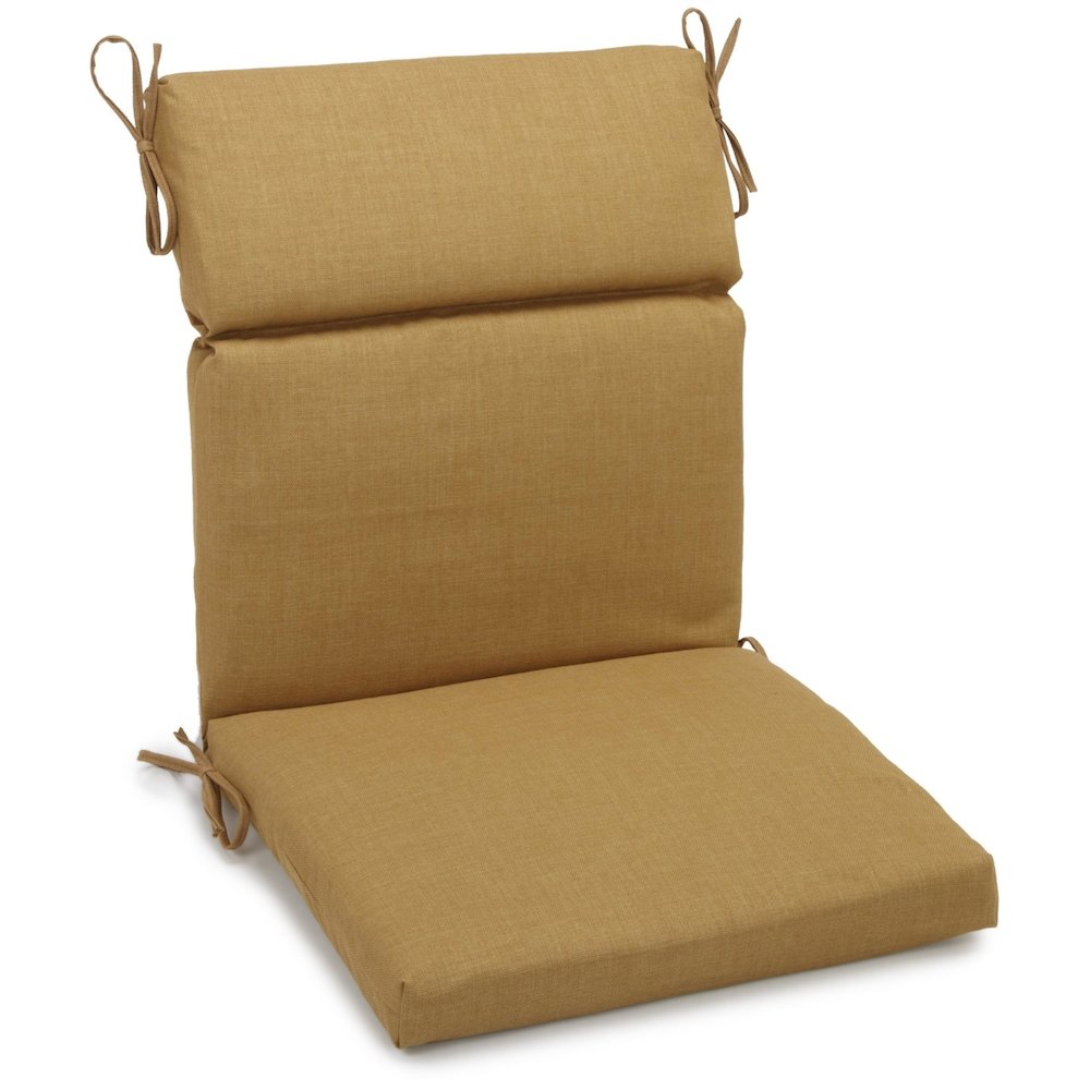 18-inch by 38-inch Spun Polyester Solid Outdoor Squared Chair Cushion. Picture 1