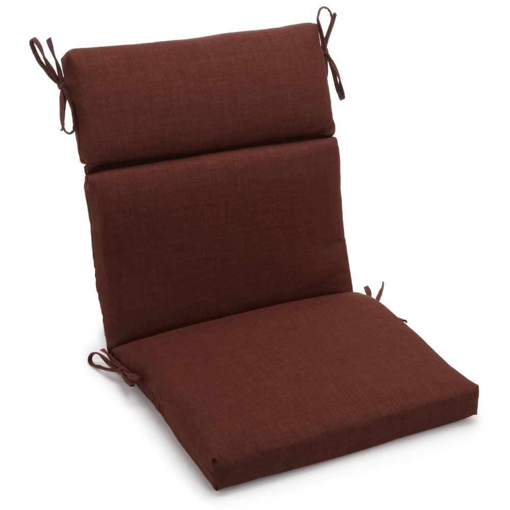 18-inch by 38-inch Spun Polyester Solid Outdoor Squared Chair Cushion. Picture 1