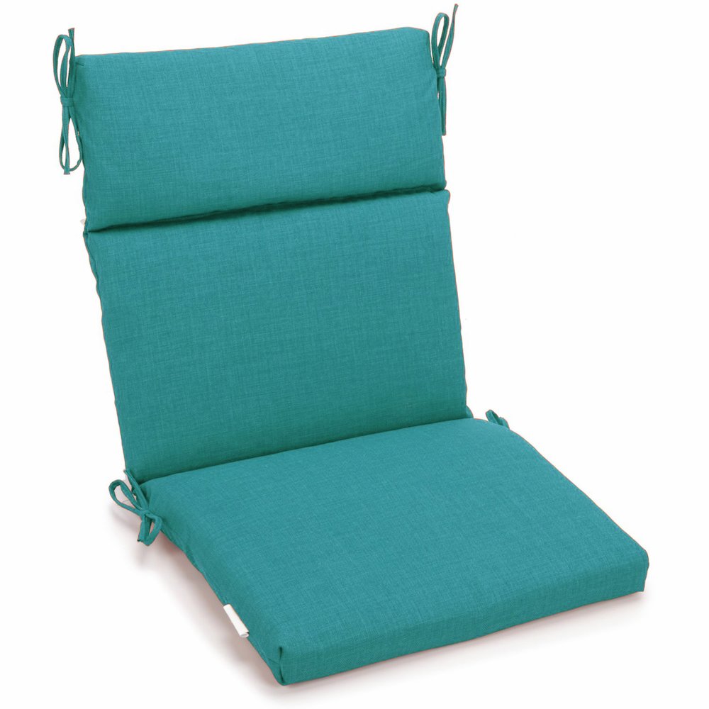 18-inch by 38-inch Spun Polyester Solid Outdoor Squared Chair Cushion. Picture 1