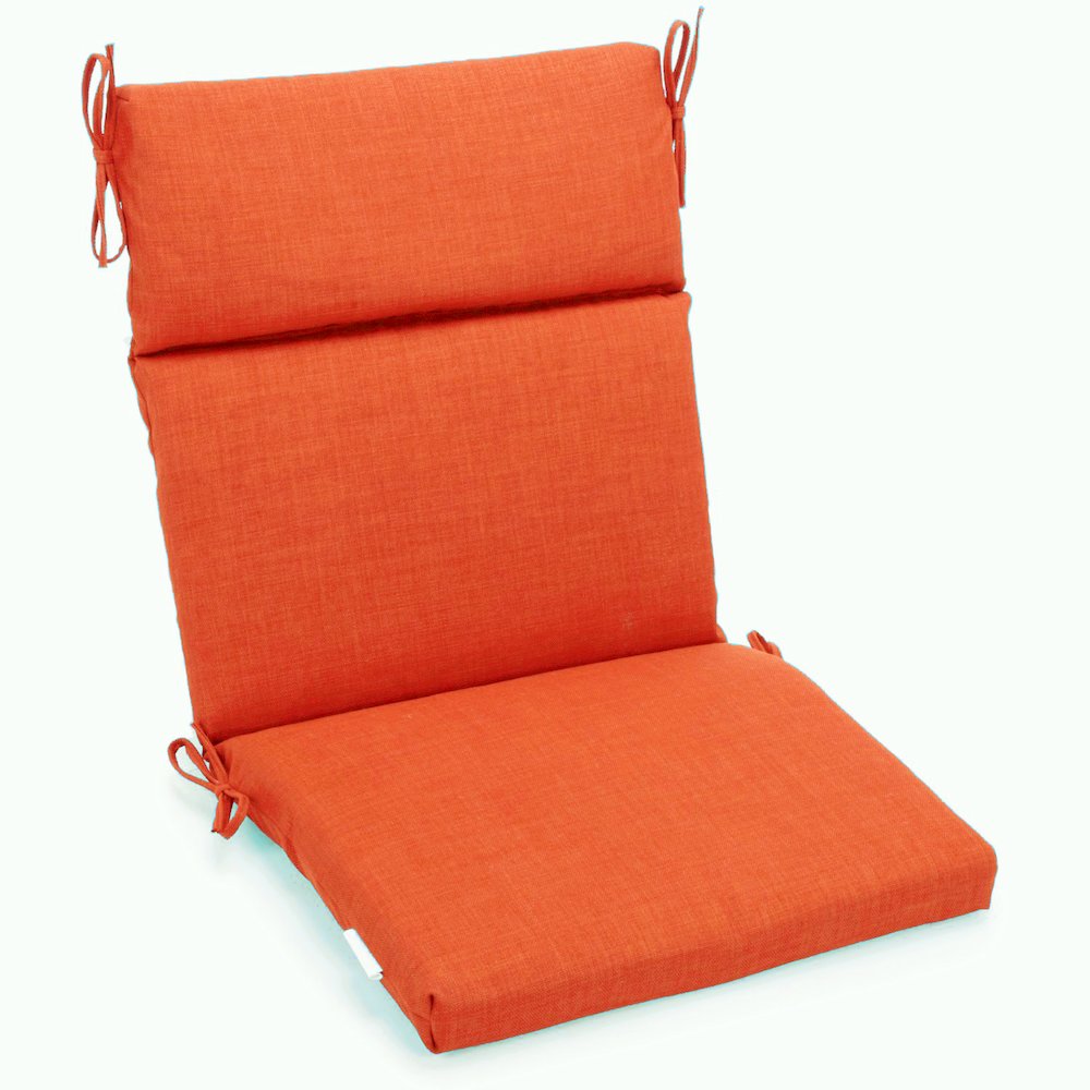 18-inch by 38-inch Spun Polyester Solid Outdoor Squared Chair Cushion. Picture 1