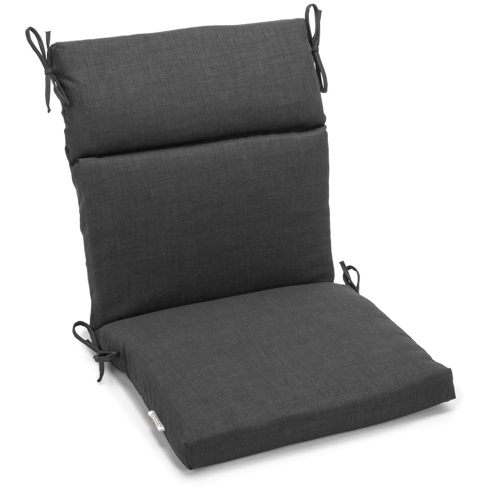 18-inch by 38-inch Spun Polyester Solid Outdoor Squared Chair Cushion. Picture 1