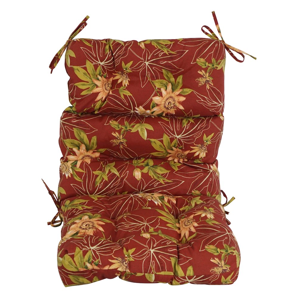 20-inch by 42-inch Spun Polyester Patterned Outdoor Tufted Chair Cushion. Picture 2