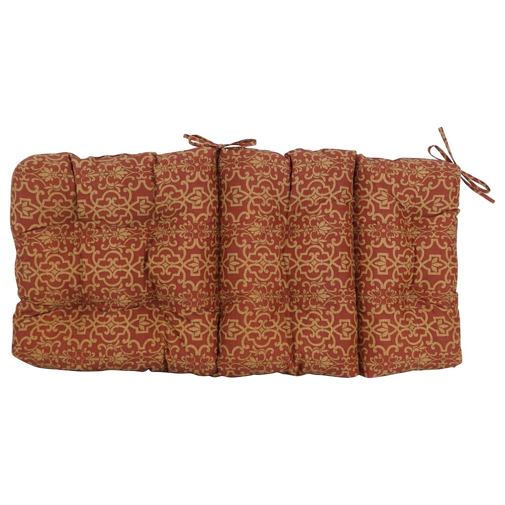 20-inch by 42-inch Spun Polyester Patterned Outdoor Tufted Chair Cushion. Picture 3